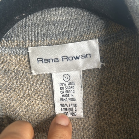 Rena Rowan wool plaid knit cardigan jacket size XlArge gray beige outlander - Picture 4 of 6